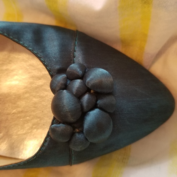 The Lab Teal Satin Kitten Heel - Picture 2 of 8